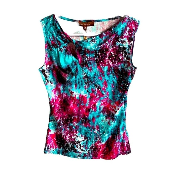 SALE MELANIE Lyne sleeveless blouse green and pink size XS - Picture 1 of 4